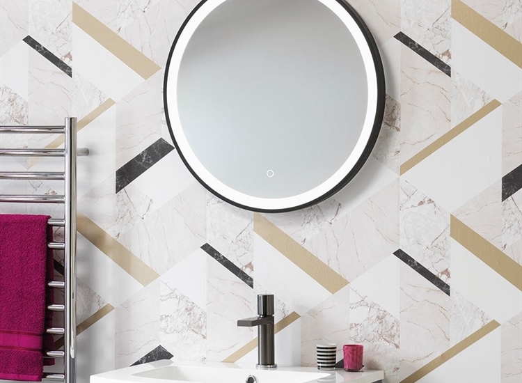 Opal Black Round Mirror - 600mm